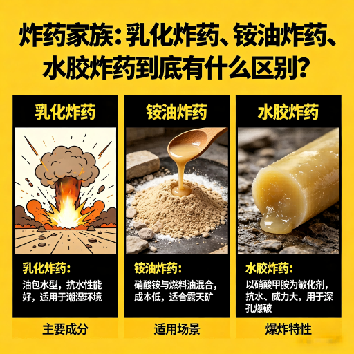 海门炸药家族：乳化炸药、铵油炸药、水胶炸药到底有什么区别？